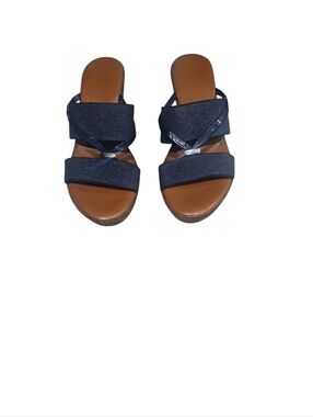 Italian Shoemakers Womens 8 M  Blue Wedge Sandals   GUC